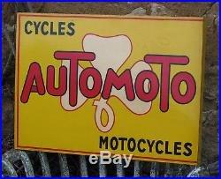 1 X Tôle Publicitaire Automoto. Cycles / Motocycles. Chagnon Paris. 40 X 55
