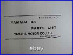 1969 Yamaha Modèle R3 350 de Course Moto Pièces Catalogue Manuel Belle