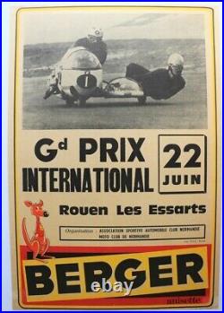AFFICHE MOTO BMW SIDE-CAR 22 juin 1969 Grand Prix ROUEN les ESSARTS BERGER ANIS