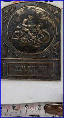 Objet ancien Médaille argent compétition moto ancienne 1923 Paris / Nice Old