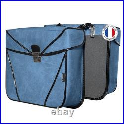 Paire de sacoches SPORFABRIC bleu à crochet 33X28X11 pour cyclo solex