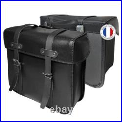 Paire de sacoches tradi SPORFABRIC mobylette vélo solex vintage noire lanière