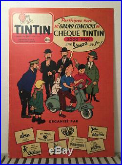 Tintin Vespa Acma 1954 Panneau Aluminium 70x100 cm